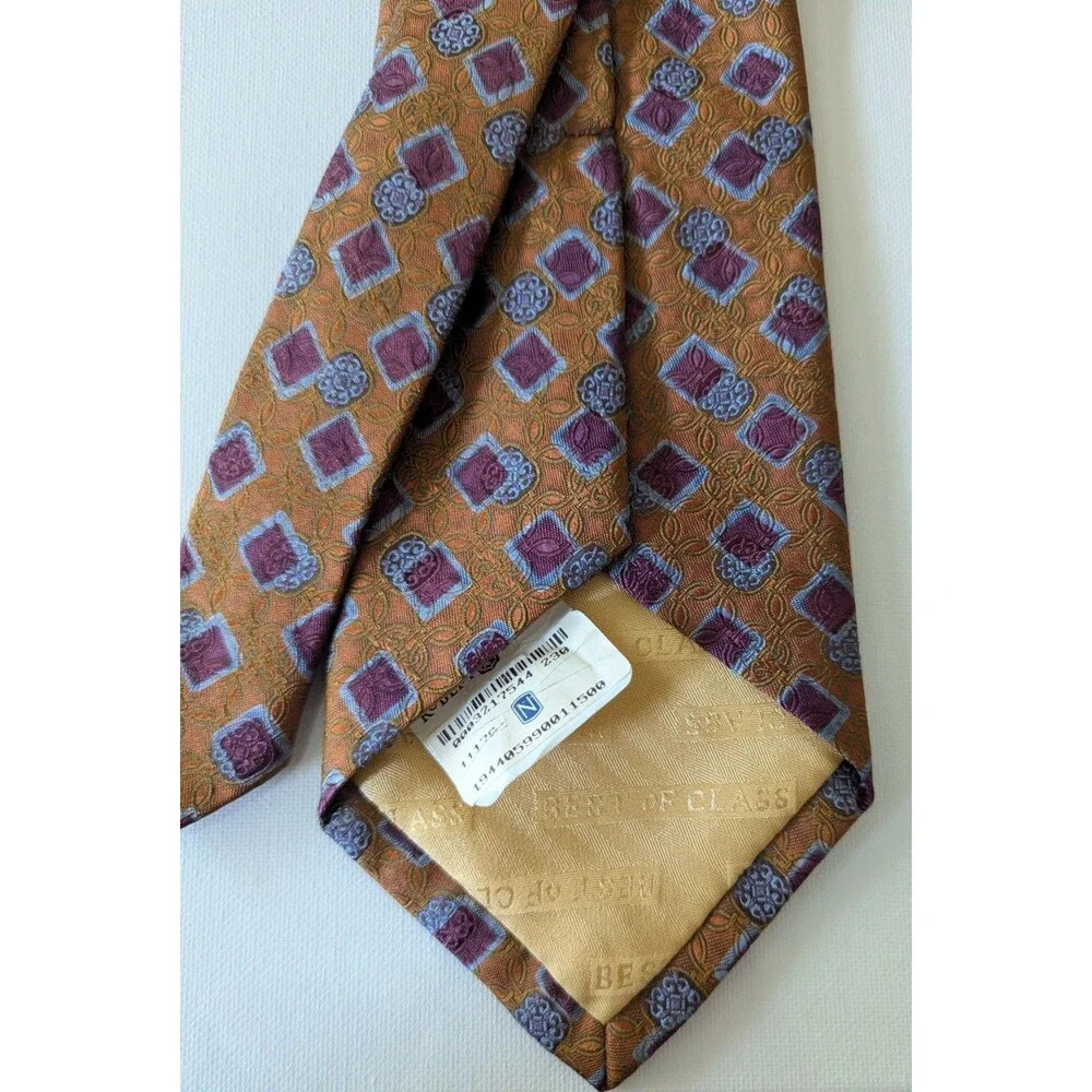 Robert Talbott Best of Class Nordstrom Silk Tie Gold Orange Diamond Geometric